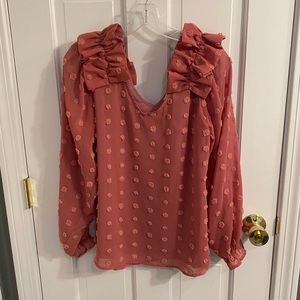 Pink ruffle blouse